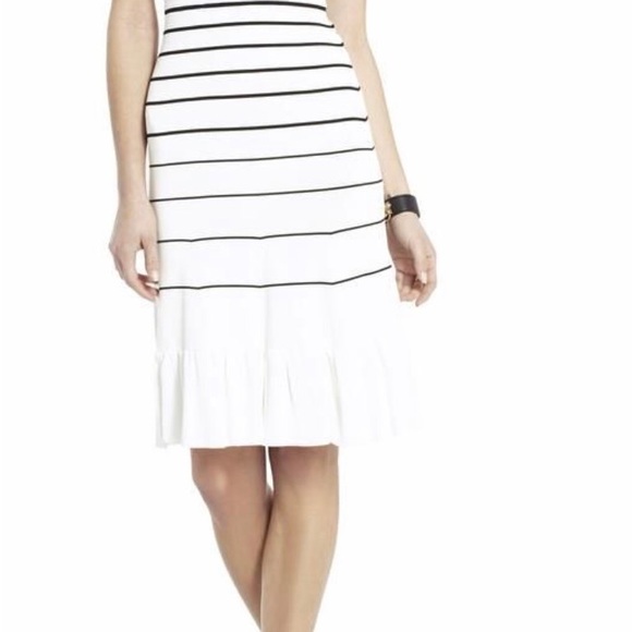 BCBGMAXAZRIA Black White Agnese Gradient Stripe Mid-length Cocktail Dress Large - Picture 3 of 14
